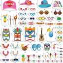 60pcs Luau Photo Booth Props - Hawaiian/Tropical/Tiki/Summer Pool Party Decorations Supplies (Assembly Needed)