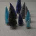 Leyndo 9 Pcs Blue Classic Artificial Mini Christmas Tree Sisal Bottle Brush Trees with Wood Base Christmas Pine Trees for Autumn Winter Holiday Home Kitchen Party Decor