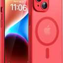 TOCOL Magnetic for iPhone 14 Case, Upgraded Full Camera Protection, Compatible with Magsafe, Drop Protection, Translucent Matte Back Bumper Phone Cover 6.1-Inch (Red)