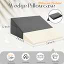 Horbaunal Dark Grey Bed Wedge Pillow Cover with Zipper Design, Wedge Pillowcase Protector with Side Pocket for Storage, 24" L x 24" W x 12" H(Pillow Not Include)