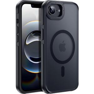 Strong Magnetic for iPhone 16E Case [7X Military-Grade Protection for iPhone 16E Phone case] Compatible with fit MagSafe Shockproof Translucent Slim Thin Case for iPhone 16E-6.1", (2025) Black