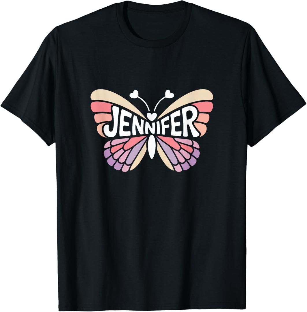 Jennifer Butterfly - Personalized Cute Name Word Art T-Shirt