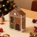 Putuo Decor Christmas Wine Holder, Gingerbread House Champagne Bottle Display, Wooden Detachable Merry Christmas Table Decoration for Holiday Party, Family Dinner, Housewarming Gift