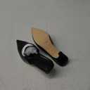 MIRAAZZURRA Slingback Kitten Heels Pumps Pointed Toe Low Heel Slip On Dress Shoes with Buckle Strap for Dating Party Working (8, Black)