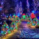 Upgraded 6-Pack 120 LED Solar Christmas Garden Stake Lights, Outdoor Waterproof Solar Xmas Tree Yard Stake Christmas Pathway Lights for Christmas Decorations Garden Yard Lawn Pathway (8 Modes)