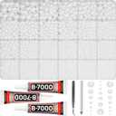 16500Pcs Half Pearls Beads for Crafting, Flat Back White Pearls 2-10mm Flatback Decor Rhinestones Gems Diamond Mixed Sizes Bedazzling for Crafts Bedazzle Decoration Shoes Clothes Decorative B7000 Glue