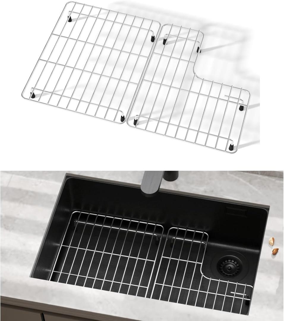 Sink Protectors for Kitchen Sink, Sink Grate Grid for Bottom of Sink, Metal Sink Rack, Bottom Basin Rack, Stainless Steel, 23.2" * 14.5", Fits for Kohler Whitehaven K-6486 and K-6487