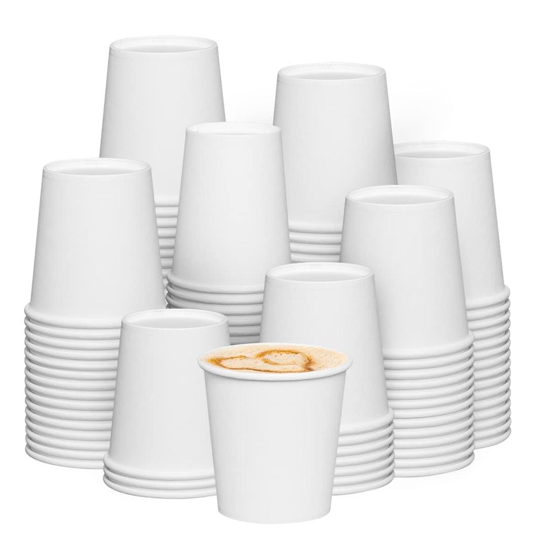GUSTO 6 oz White Paper Cups [300 Count] Small Disposable Cups for Espresso, Tea, Samples & Mouthwash, Sturdy Hot & Cold Drinkware for Home, Office & Events (Formerly Comfy Package)
