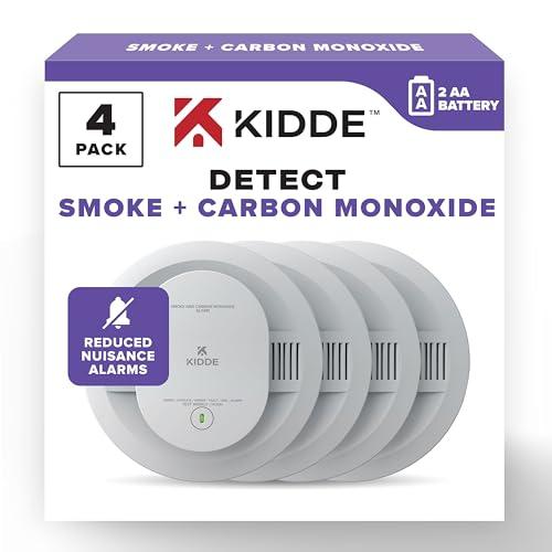 Kidde Smoke & Carbon Monoxide Detector, AA Battery Powered, LED Warning Light Indicators, 4 Pack
