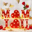 Honoson 6 Pcs Mother's Day LED Lights Light up Letters Mom Sign Battery Powered Heart Light up Letters with 12 Gold Butterflies for Mom Party Decor Night Home Family Supplies (Red)