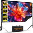 Outdoor Projector Screen with Stand, TOWOND 120 inch Portable Projector Screen Black Backing, Indoor Projection Screen 16:9 4K HD Wrinkle-Free Movie Screen with Carry Bag for Backyard Movie Night
