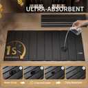 Stone Drying Mat for Kitchen Counter-Super Absorbent PU Dish Drying Mat, Quick Dry Stone Mat Kitchen for Dishes, Bottles & Cups, Large Foldable Stone Dish Drying Mat, Non-Slip Kitchen Mat (24" x 16")