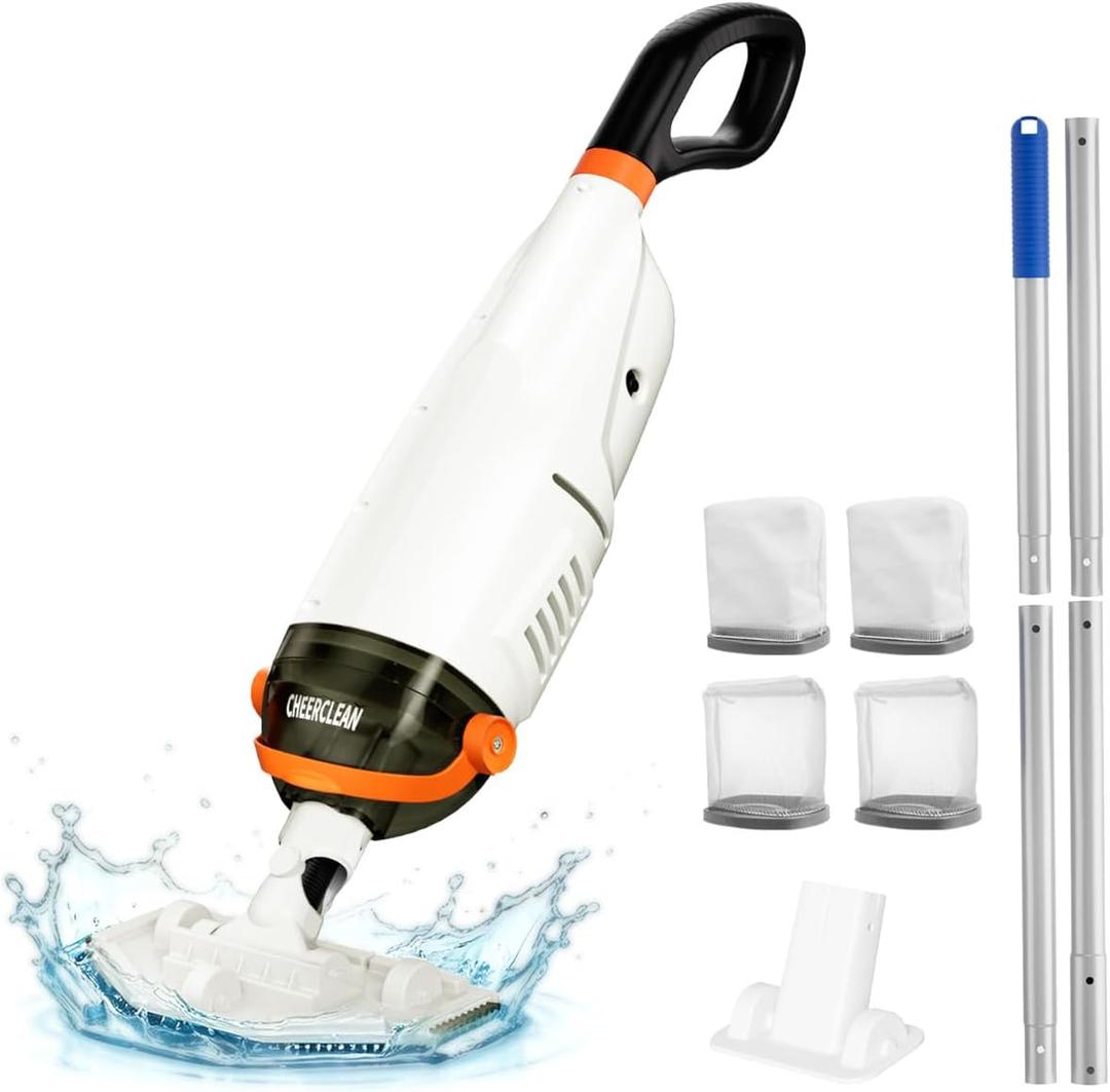 Cordless Handheld Pool SPA & Hot Tub Vacuum - 26.5GPM Suction, 98.82",1H Runtime, Directional-Control, Rechargeable Pool Cleaner for Above Ground & Inground Pool - White