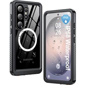 ANTSHARE IP68 Waterproof Case for Samsung Galaxy S26 Ultra [2026] - MagSafe Compatible, Built-in Screen/Lens Protector - Shockproof Full Body Protection for Swimming/Outdoor, Black/Clear