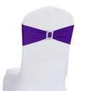 Joccun 120 PCS Spandex Chair Sashes Bows Stretch Chair Cover Band with Buckle Slider Universal Elastic Chair Ties for Wedding Banquet Party Event Decoration (Purple)