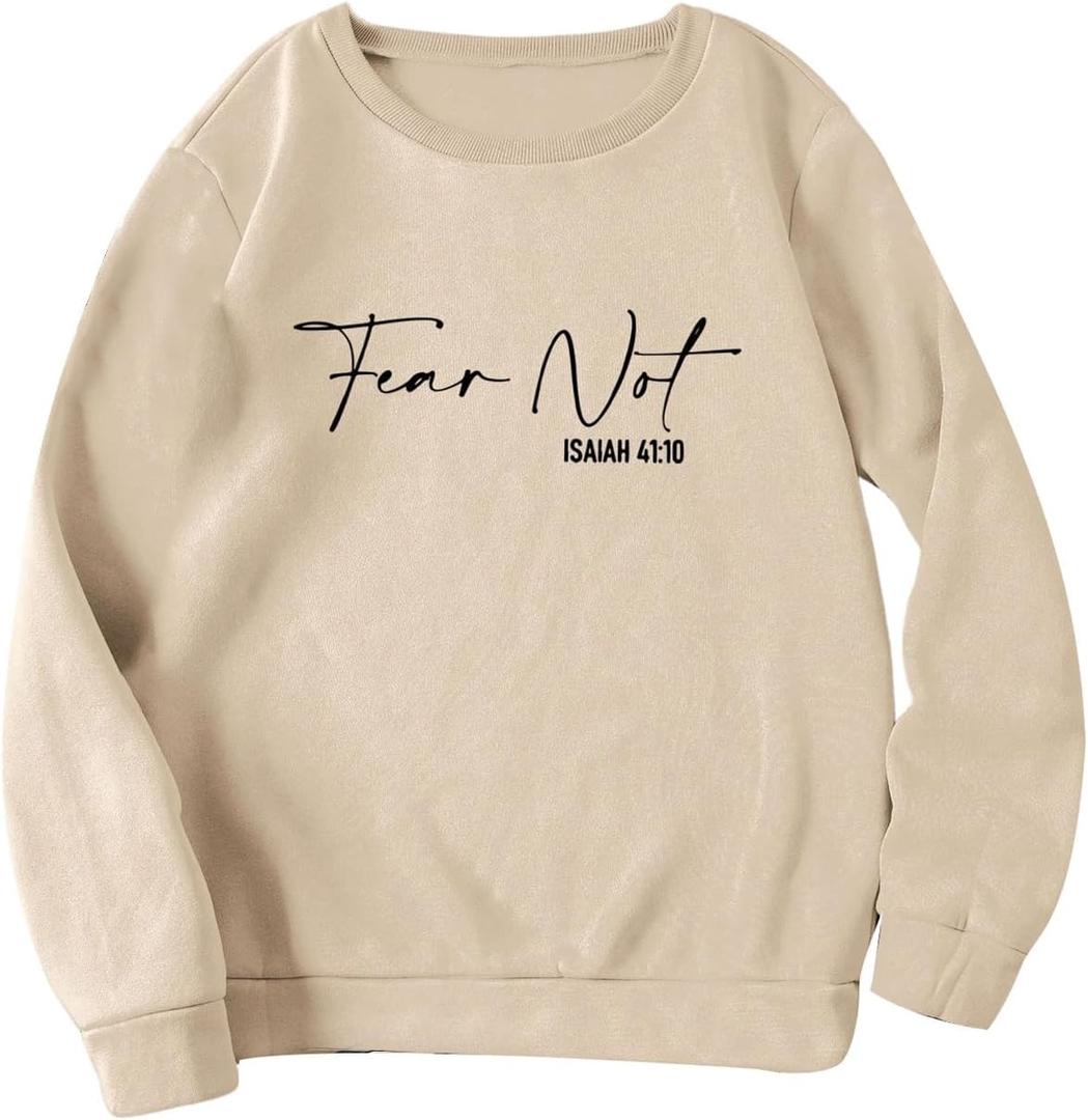 SOLY HUX Women's Letter Print Sweatshirt Crew Neck Drop Shoulder Long Sleeve Graphic Pullover Top (Beige, S)