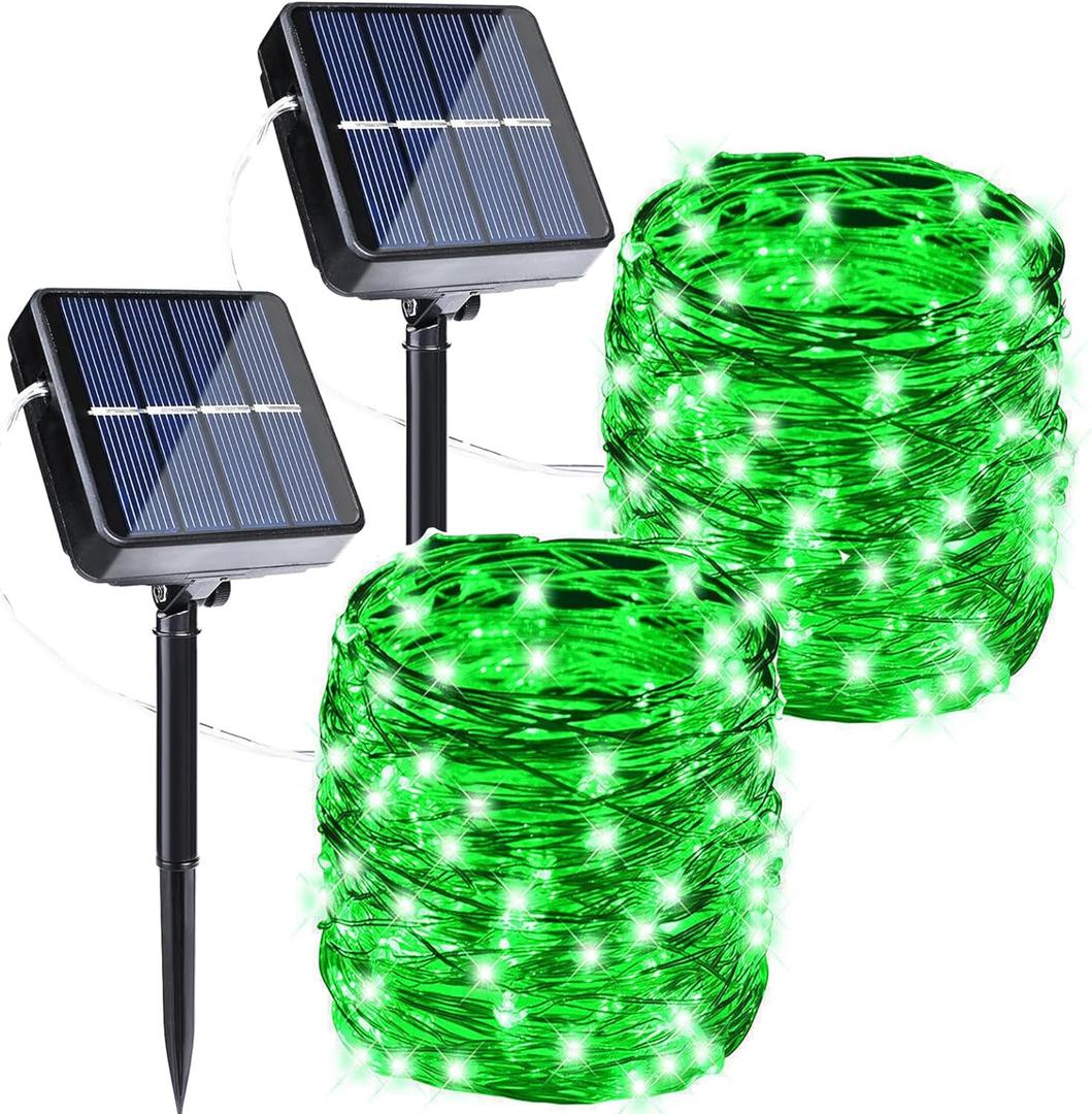 Joomer Solar Fairy Lights, 2-Pack Total 80FT 240LED Solar String Lights Outdoor Waterproof 8 Lighting Modes for Fence Party Garden Patio Yard Home Holiday Tree Outdoor Decoration (Green)