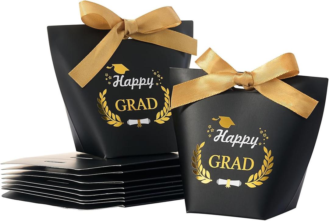 SLShePack 30 Pack Graduation Cap Gift Boxes with Ribbon,Graduation Decorations Class of Candy Box for Grad Party Favors Supplies