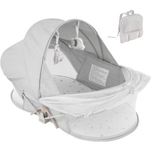 Portable Baby Bassinet Travel Baby Bed included Carry Backpack , Baby Cribs Travel Pod for Outdoors Baby Lounger Infant Travel Bed with Mosquito Net and Sunshade Canopy, Lightweight Washable Foldable