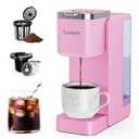 Tastyle Single Serve Coffee Maker, Iced and Hot Coffee Machine for K Cup & Grounds, Compact Design, 40oz Removable Water Reservoir, 6 to 24 Oz Brew Sizes, Fits 7.3" Travel Mug, Pink