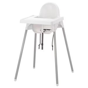 IKEA ANTILOP High chair with tray, white/silver color