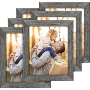 TWING 8 X 10 Picture Frames Set of 6, Rustic Grey Farmhouse Collage Photo Frames Gallery Wall Frame Set for Table Top and Wall Display (Gray)