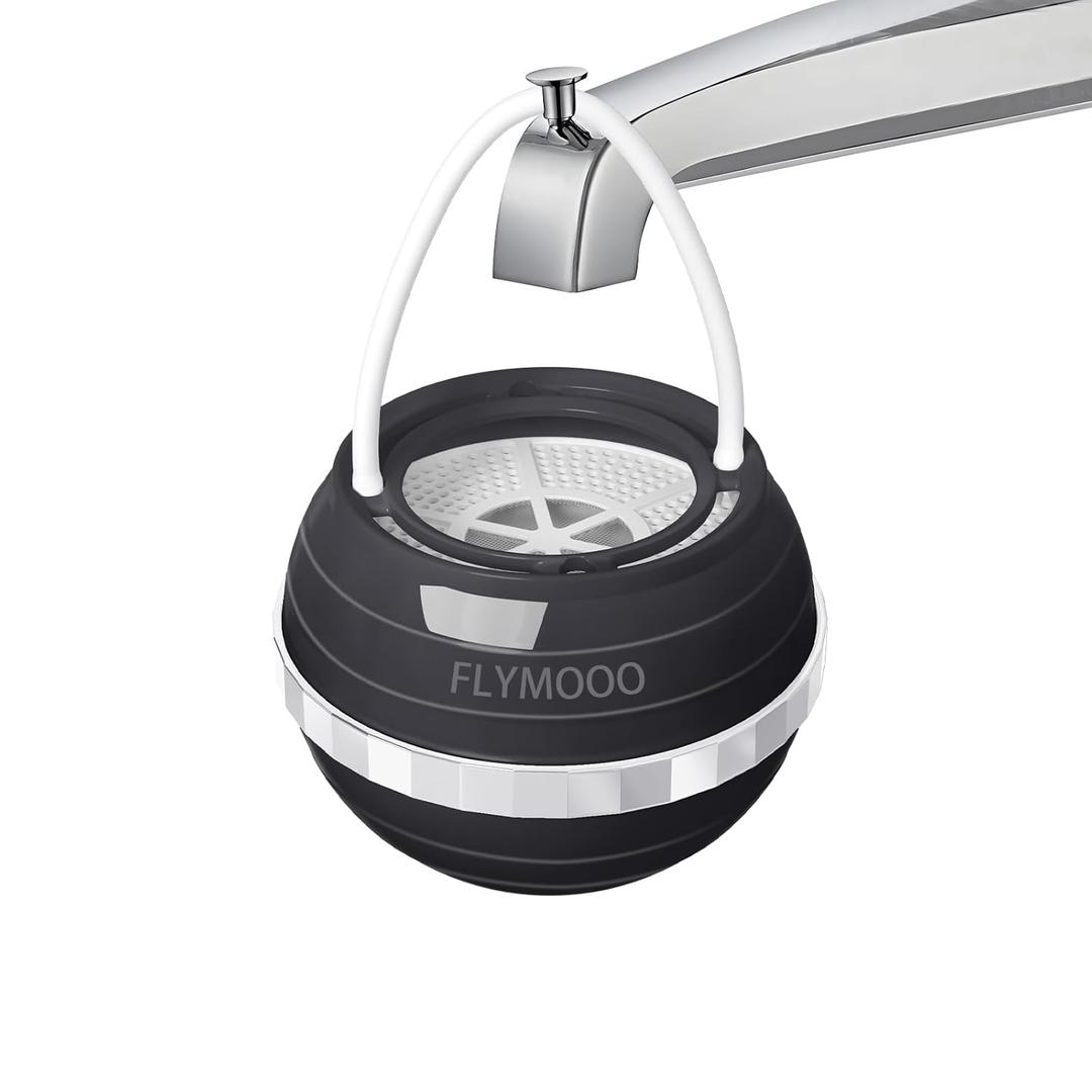 FLYMOOO Bath Filter for Tub, Bathtub Faucet Water Filter with 8 Stages & 2,500 Gallons of Filtration to Reduce Contaminants for Softer, Smoother Skin (Black)