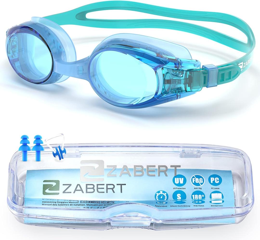KX Toddlers Baby Swim GogglesKids Swimming Goggles for Kids Age 0-5 Years Old (Sea Blue)