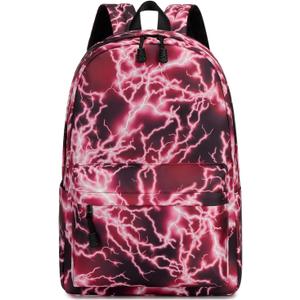 mezhsa Boy School Backpack Elementary Middle Lightning Bookbag Laptop Teenager Waterproof Lightweight 17 Inches (3Red), 17x12x5.5 Inches