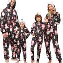 Matching Christmas Onesie Pajamas for Family/Couples, Cute Printed One-piece Pjs, Xmas Holiday Adult Hooded Sleepwear