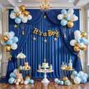 50ft x 14ft Royal Blue Backdrop Curtains, 10 Panels Wrinkle Free Soft Fabric Drapes Back Drop Cloth for Wedding Party Decor, Photo Backdrop for Baby Shower Birthday Stage Reception Lobby Decoration