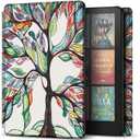 TNP Case for Kindle Paperwhite 12th Generation 2024 / Kindle Colorsoft Signature Edition - 7" PU Leather Protective Folio Cover for Kindle Paperwhite Kids with Auto Sleep/Wake, Life Love Tree
