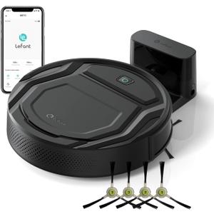 Lefant Robot Vacuum Cleaner, 120 Mins Runtime, Compact Design, Low Noise, Powerful Suction, Wi-Fi/App/Voice Control, Self-Charging, Scheduled Cleaning, Ideal for Pet Hair and Hard Floors, M210 Black