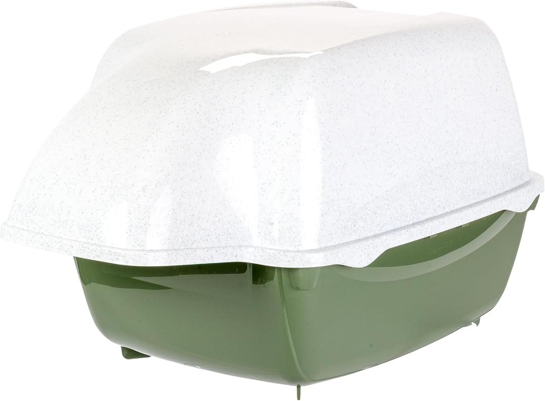 Ferplast Cosmic Outdoor Cat Litter Box - Waterproof Dog-Proof Cat Toilet with Tunnel Entry, High-Sided Base for Litter Containment, Easy-Clean Design, Durable Thermoplastic Resin in Green