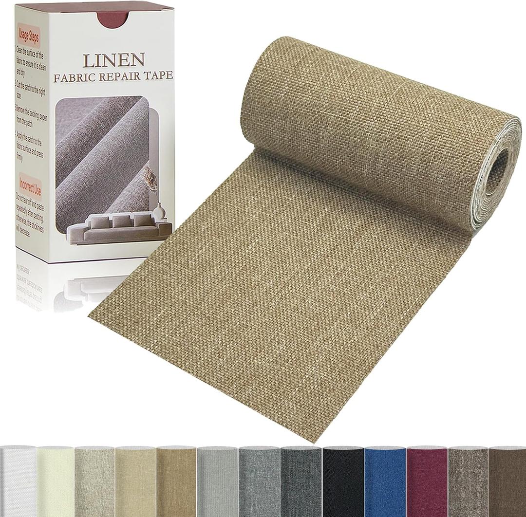 Gheeidau Linen Repair Tape 4x70 Inch Self-Adhesive Couch Patch Repair Fabric Patch for Furniture, Sofas, Cushion, Chairs, Bags, Linen Goods (Camel) 