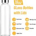 Sursip [12 Pack] 18 oz Glass Water Bottles with Lids, Juice Bottles, Clear glass juice bottle for juicing, Eco-Friendly Reusable Glass Juicing Bottles with Stainless Steel Lid, BPA Free,Leak-Proof