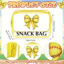 Tallew 12 Pcs Bow Softball Snack Bags for Team Gifts Bow Goodie Treat Clear Candy Pouch Bags PVC Waterproof with Zipper Party Favors for Team Ground Christmas Birthday Gifts Sport Supplies