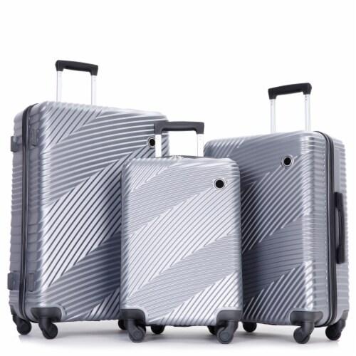 Vienna 3 Piece Hardside Spinner Luggage Set Silver