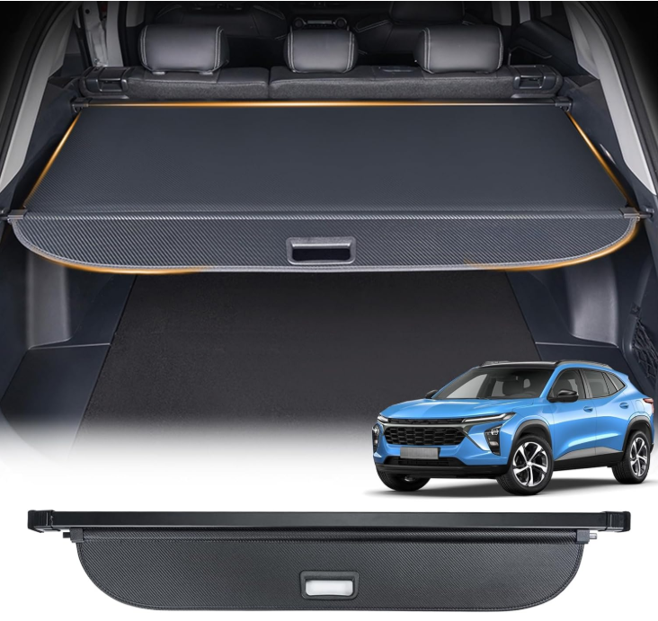 Deluden Retractable Cargo Cover Compatible with Chevrolet Chevy Trax 2025 2024 2023 2nd Gen Shield Security Shade Privacy Screen Tonneau Luggage Cargo Trunk Organizers (Carbon Fiber Texture