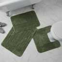 3-Piece Bath Rug Set, Soft, Non-Slip Bathroom Rugs, Absorbent and Quick-Drying Bath Mat, Contour & Accent Rugs (20" x 30" (610 sq. in.), Olive)
