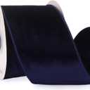 Ribbli Navy Velvet Wired Ribbon 4 Inch Velvet with Satin Christmas Ribbon for Gift Wrapping Christmas Tree Decoration Crafts Wreaths Supplies-Continuous 10 Yards