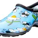 Sloggers Original Waterproof Rain and Garden Shoe for Women– Outdoor Slip-On Garden Clog - Made in The USA with Premium Comfort Insole and Arch Support - Lt Blue Bee Print, Size 10