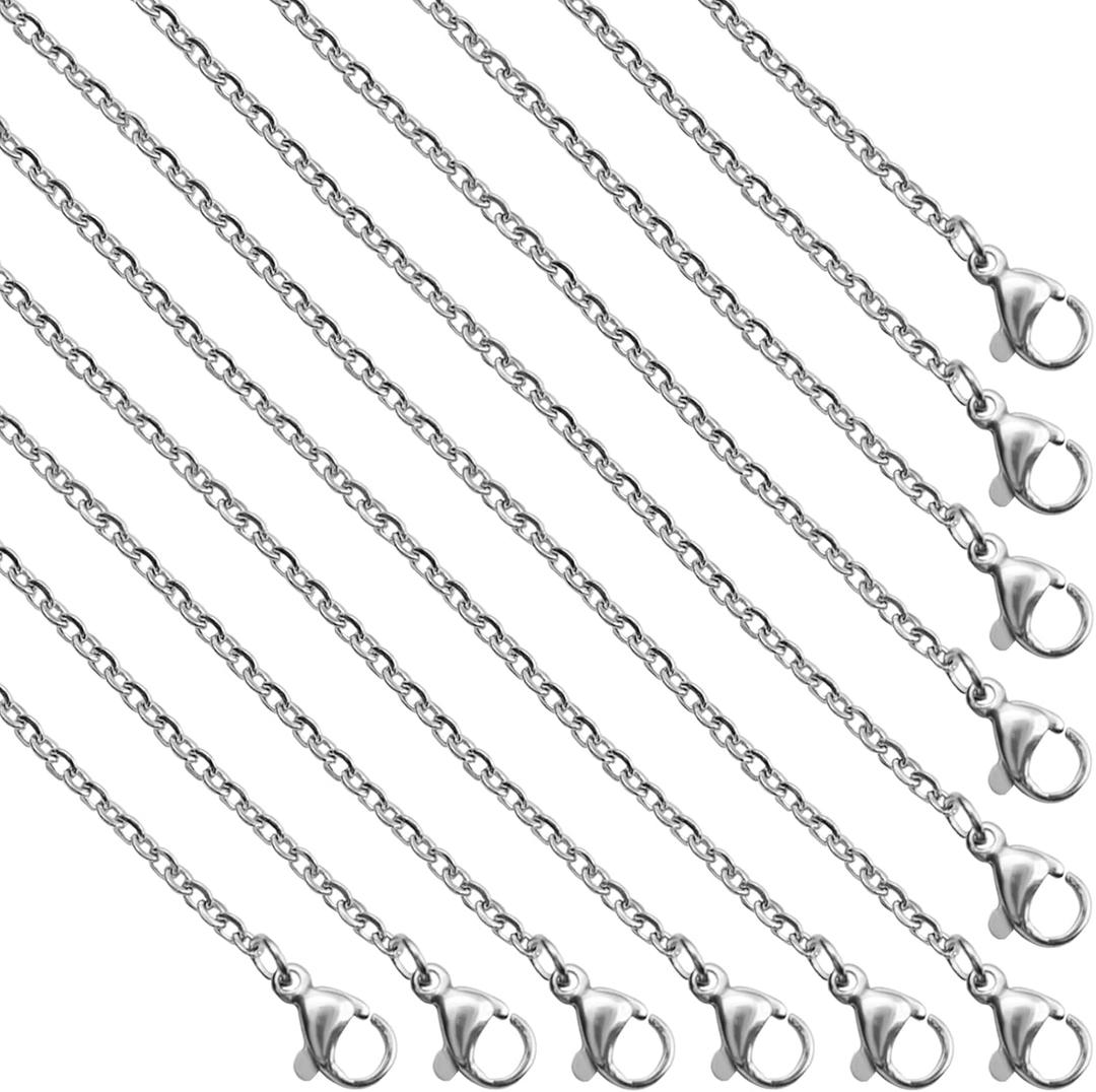 Pack of 30 Necklace Chains 2mm Stainless Steel Link Cable Chain Necklace Bulk for DIY Jewelry Making Supplies (16 Inches)