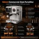 58mm Espresso Machine with Milk Frother, 20 Bar Semi-Automatic Coffee Maker, Visual Pressure Gauge & Touchscreen LCD Display, Professional Home Espresso Machine for Latte & Cappuccino, Silver
