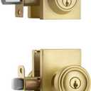 parro Gold Door Knobs Interior, Exterior Door Knobs with Deadbolt, Keyed Alike Exterior Door Lock Set