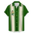 Mazulun St. Patrick's Day Shirts for Men Hawaiian Button Down Beach Shirts Casual Short Sleeve Bowling Shirts White Green XXL