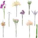 Floroom Artificial Greenery Stems Box Set, 45pcs with 9 Kinds of Faux Greenery Flowers Picks for DIY Bridal Bouquets Wedding Floral Arrangement Table Centerpieces, Lavender & Gold