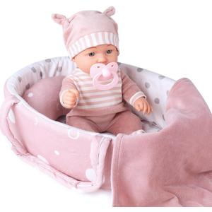 Enjoyin 12'' Baby Doll Playset with Washable Doll Accessories Includes Carrier Bassinet Bed, Pacifier, Blanket, and Pillow, First Baby Dolls for Toddlers 36 Months and Up