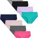 Boboking Teen Girls Underwear Cotton Brief Panties 8 pack (12, Blueb)