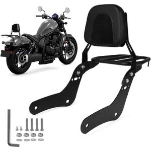 PSLER Sissy Bar Backrest for Rebel 1100 - Motorcycle Detachable Passenger Rear Sissy Bar Backrest with Luggage Rack for Rebel CMX1100 Rebel 1100 DCT ABS 2021 2022 2023 2024